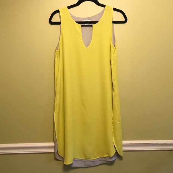 Bar III Yellow and Gray Sleeveless Shift Dress M - Picture 1 of 1